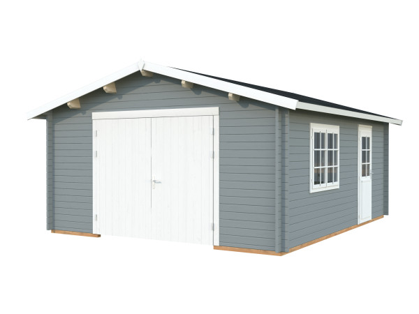 Garage Roger 23,9 m² mit Holztor 44 mm hellgrau