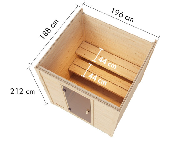 Gartensauna Lenchen 2 natur SPARSET mit 9 kW Ofen und ext. Steuerung