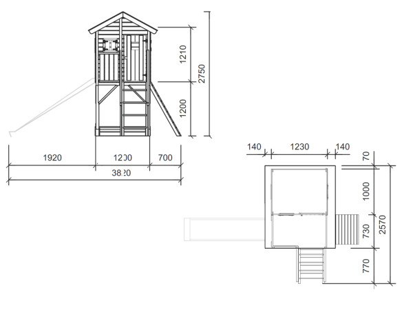 Stelzenhaus Nele naturbelassen inkl. Rutsche rot