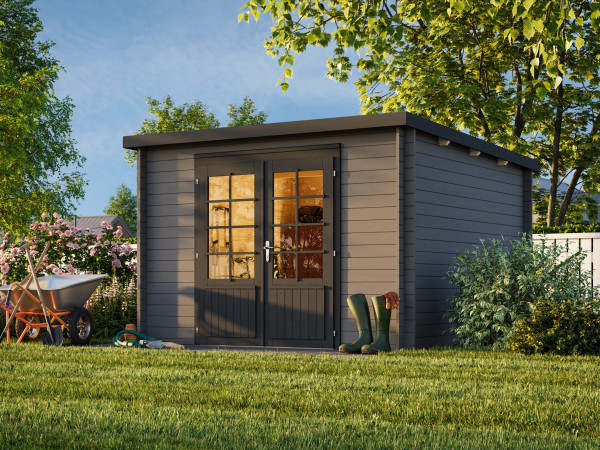 Gartenhaus Ella 8,7 m² 28 mm dunkelgrau/anthrazit