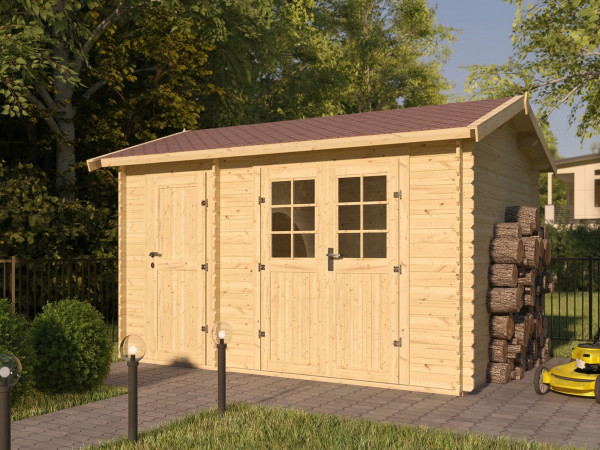 Gartenhaus Blockbohlenhaus Willem 28 mm naturbelassen