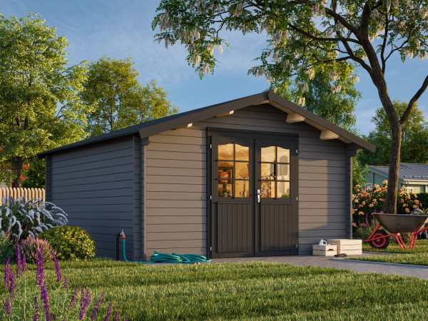 Gartenhaus Lotta 13,9 m² 34 mm dunkelgrau/anthrazit