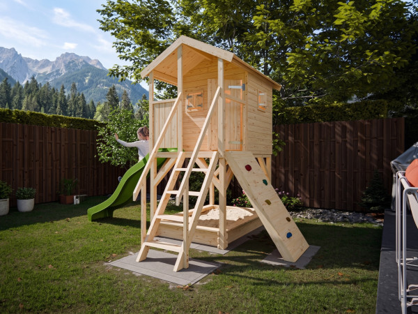 Stelzenhaus Nele naturbelassen inkl. Rutsche grün