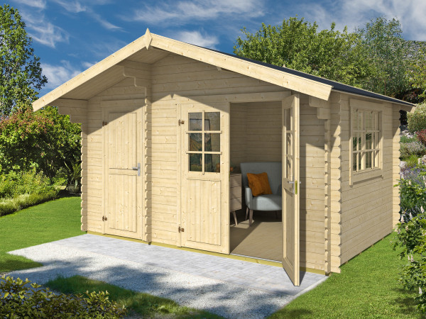 Gartenhaus Blockbohlenhaus Keila 28 28mm Naturbelassen