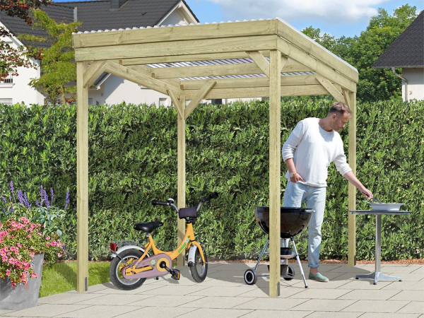 UNIPORT Holzunterstand Kaminholzregal Terrassenüberdachung kesseldruckimprägniert grün