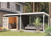 Hybrid-Gartenhaus Pluto B Set terragrau-weiß Hybrid-Gartenhaus Pluto B Set terragrau-weiß