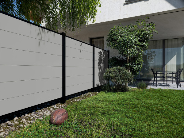 PVC Sichtschutzzaun Hellgrau 180x180 cm - Steckzaun