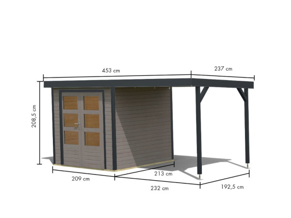Hybrid-Gartenhaus Jupiter D Set wassergrau-anthrazit