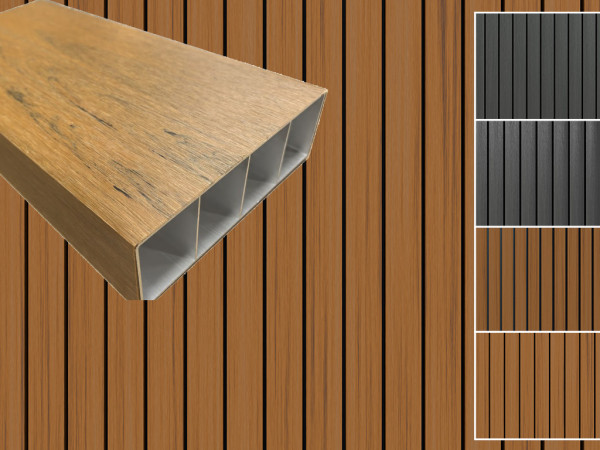 Sonnenbrecher - Fassadenprofil WPC Sonnenschutz Co extrudiert Teak