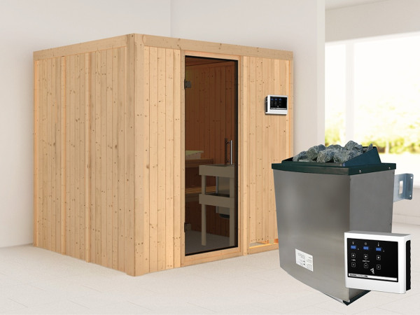 Sauna Systemsauna Sodin, inkl. 9 kW Ofen mit externer Steuerung