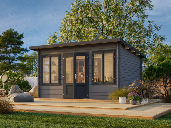 Gartenhaus Lisa 11,5 m² 34 mm dunkelgrau/anthrazit