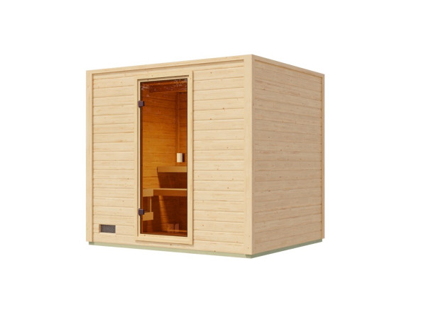 Gartensauna Lenchen 3 natur SPARSET mit 9 kW Bio-Ofen und ext. Steuerung