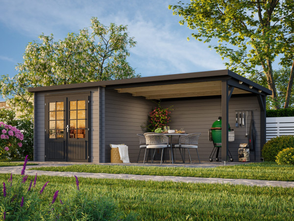 Gartenhaus Ella 6,9+10,0 m² 28 mm dunkelgrau/anthrazit
