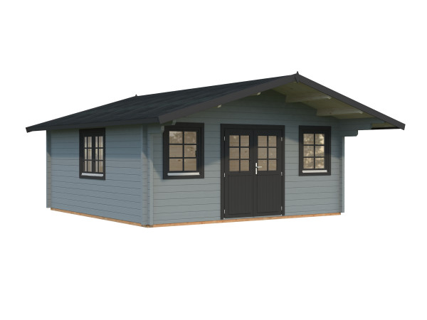Gartenhaus Helena 24,6 m² 70 mm hellgrau/anthrazit