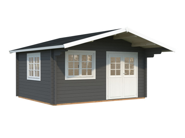 Gartenhaus Helena 15,1 m² 70 mm dunkelgrau/weiß