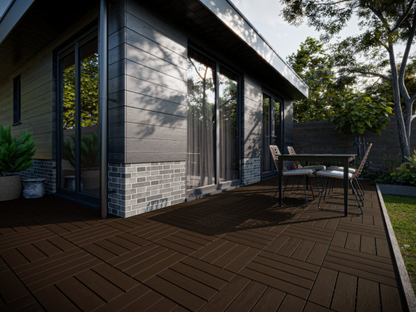 WPC-Fliese Holzoptik Braun