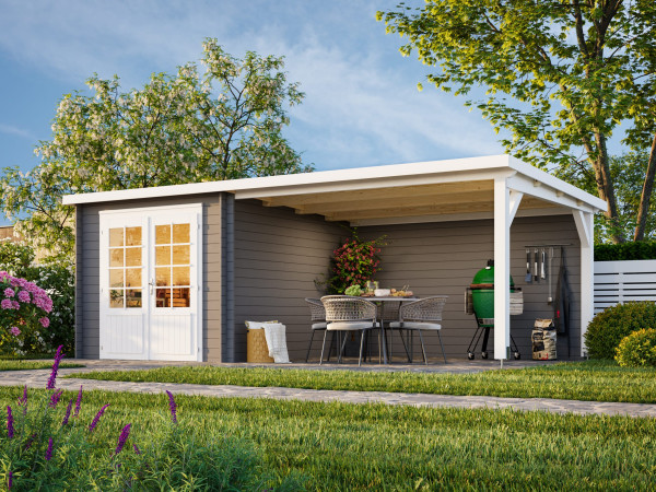 Gartenhaus Ella 6,9+10,0 m² 28 mm dunkelgrau/weiß