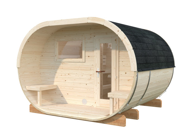 Saunahaus Blockbohlenhaus Anette 3,0+1,5 m² 42 mm naturbelassen