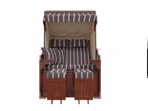 Strandkorb Jütland, Design Streifen-Grau, inkl. Schutzhülle