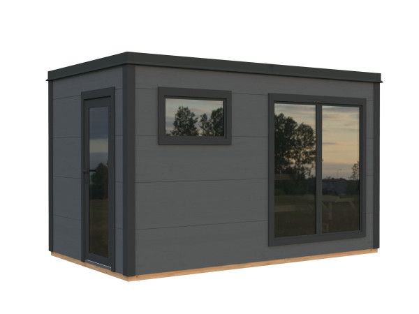Saunahaus Blockbohlenhaus Grace Sauna 8,2 m² 56 mm dunkelgrau/anthrazit