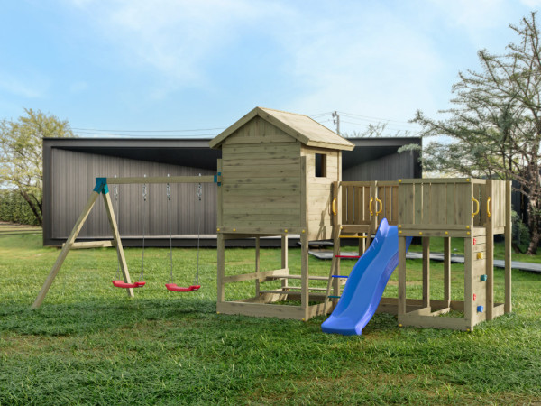 Stelzenhaus Longstepper kesseldruckimprägniert inkl. Rutsche blau