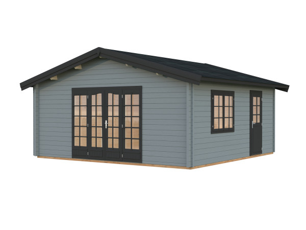 Gartenhaus Irene 27,7 m² 70 mm hellgrau/anthrazit