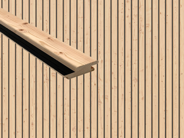 Fassade Rhombusleiste kanadische Douglasie mit schwarzer Feder