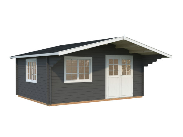 Gartenhaus Sally 19,1 m² 44 mm dunkelgrau/weiß