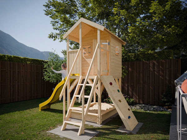 Stelzenhaus Nele naturbelassen inkl. Rutsche gelb
