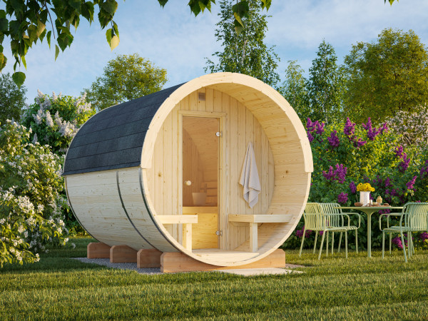 Saunahaus Blockbohlenhaus Anita 1,6+0,7 m² 42 mm naturbelassen