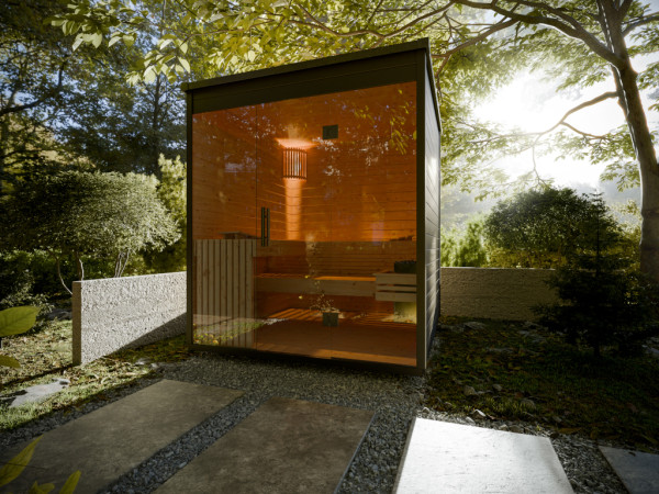 Gartensauna Lilly schwarz SPARSET 9kW Ofen und ext. Strg.