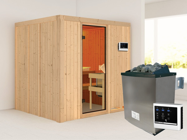 Sauna Systemsauna Sodin, inkl. 9 kW Ofen mit externer Steuerung