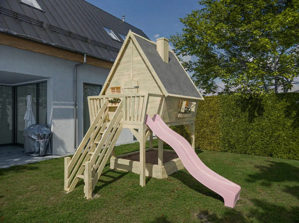 Stelzenhaus Clubhouse KDI inkl. Rutsche pastellrosa