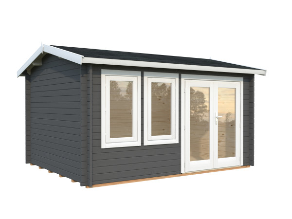 Gartenhaus Iris 11,1 m² 44 mm dunkelgrau/weiß