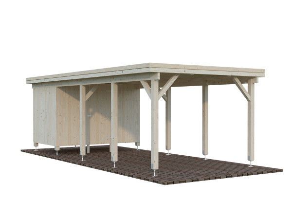 Carport Karl 23,1 m² mit Geräteraum transparent