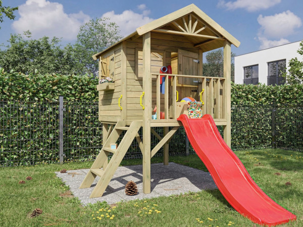 Stelzenhaus Funny XL KDI inkl. Rutsche rot