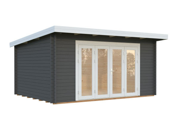 Gartenhaus Lea 14,2 m² Bifold 44 mm dunkelgrau/weiß