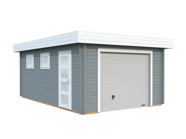 Garage Rasmus 19,0 m² mit Sektionaltor 44 mm hellgrau
