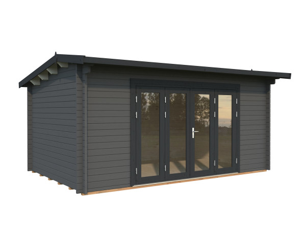 Gartenhaus Ines 13,7 m² Bifold 44 mm dunkelgrau/anthrazit