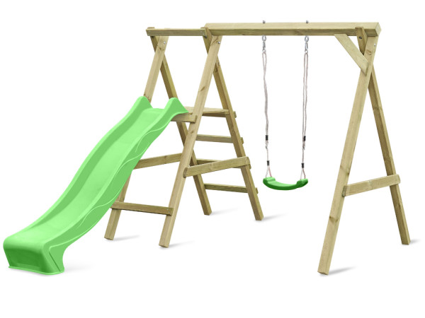 Einzelschaukel mit Podest Cosy Single KDI inkl. Rutsche grün, Schaukelsitz grün