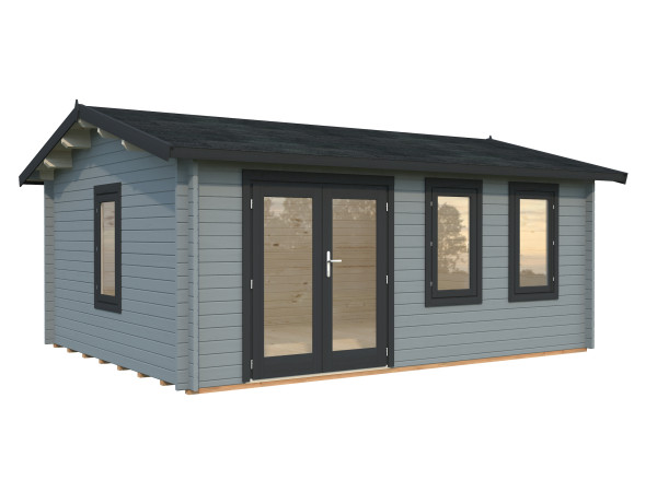 Gartenhaus Iris 19,1 m² 44 mm hellgrau/anthrazit