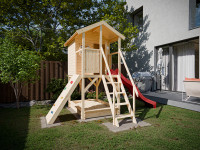 Vorschau: Stelzenhaus Nele naturbelassen inkl. Rutsche rot Vorschau: Stelzenhaus Nele naturbelassen inkl. Rutsche rot