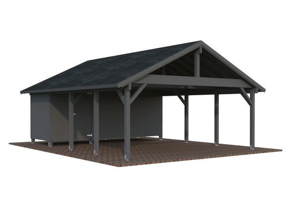Carport Robert 40,6 m² mit Geräteraum dunkelgrau