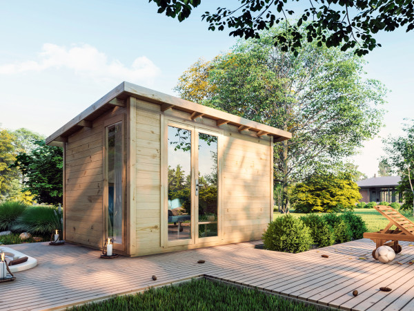 Gartenhaus Homeoffice Karvo 1 28 mm naturbelassen