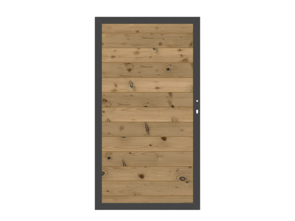 Sichtschutzzaun SYSTEM Thermo-Holz Massiv Tor Anthr.-Rahmen