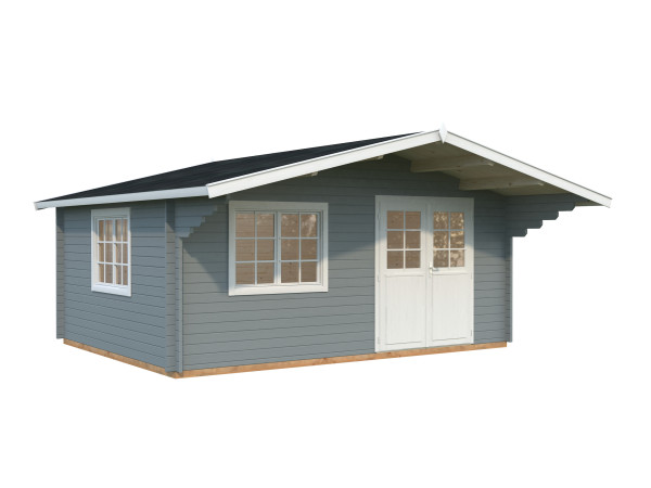 Gartenhaus Sally 19,1 m² 44 mm hellgrau/weiß