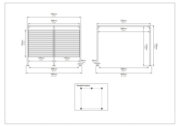 Aluminium-Pergola "Florence 3x3" dunkelgrau