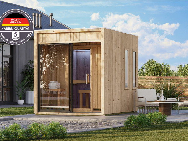 Saunahaus Delano naturbelassen inkl. 9 kW Saunaofen ext. Steuerung