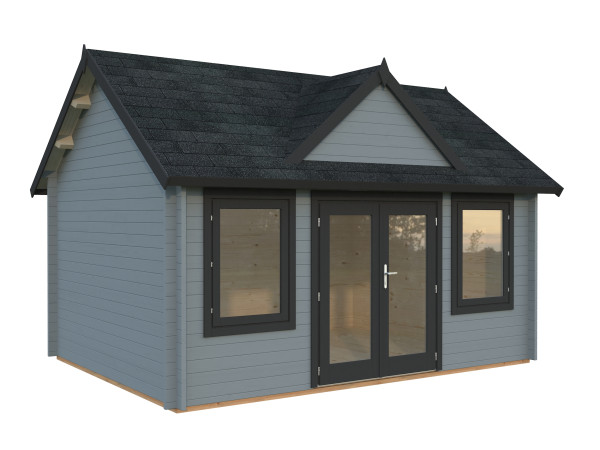 Gartenhaus Claudia 14,2 m² 44 mm hellgrau/anthrazit