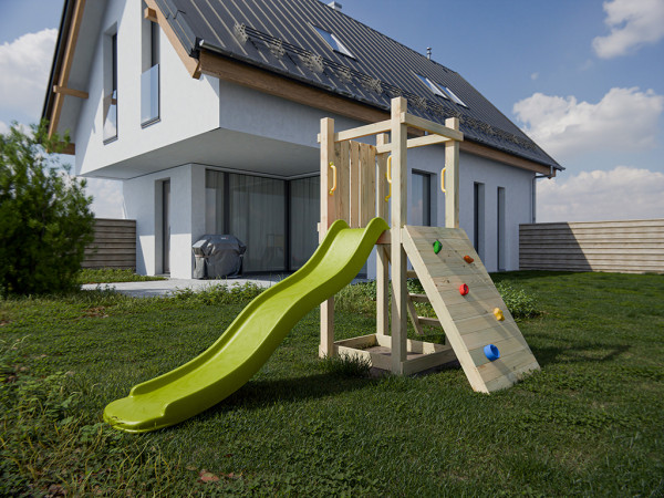 Spielturm Junior Two KDI inkl. Rutsche grün